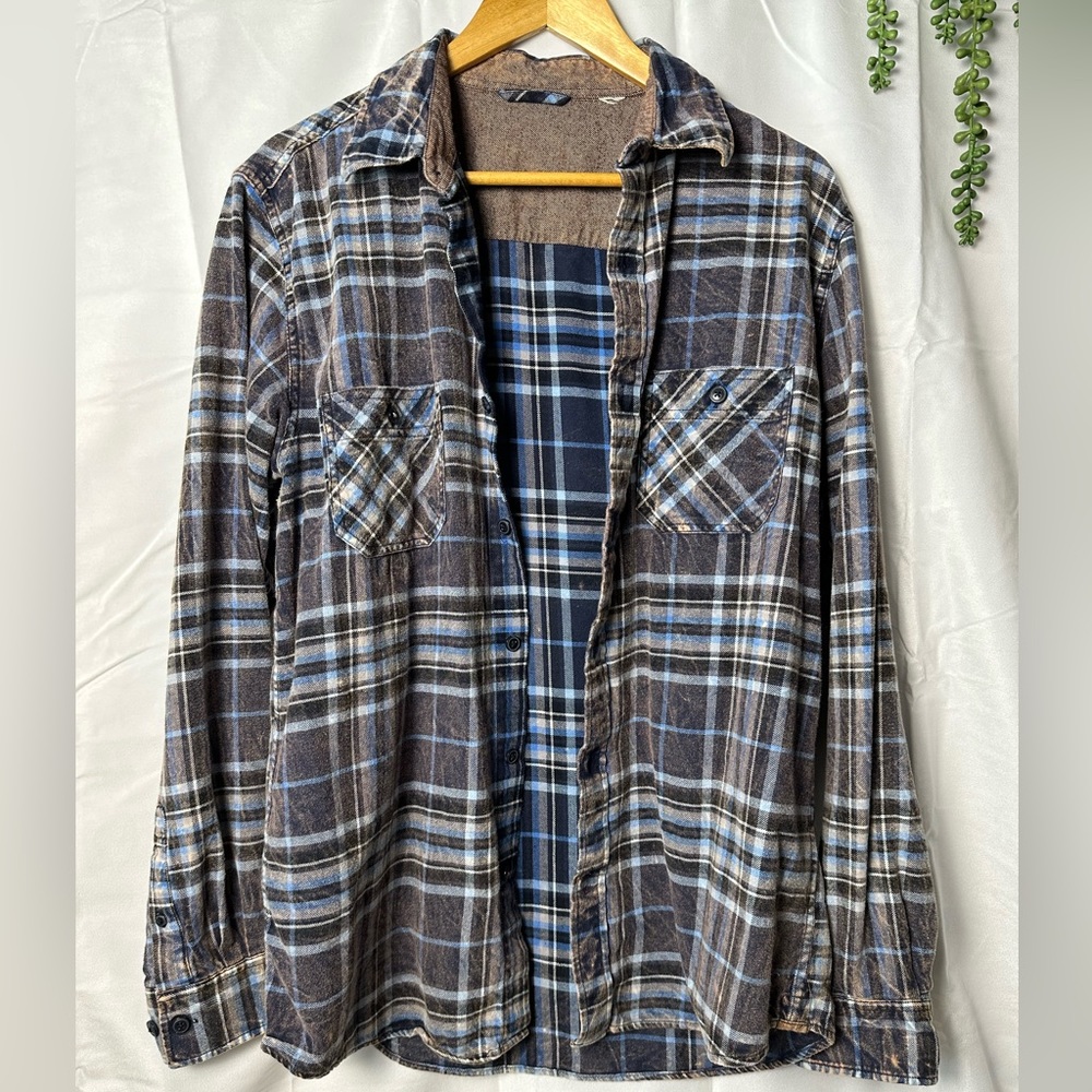 Urban Renewal Remade Acid Wash Flannel Shirt